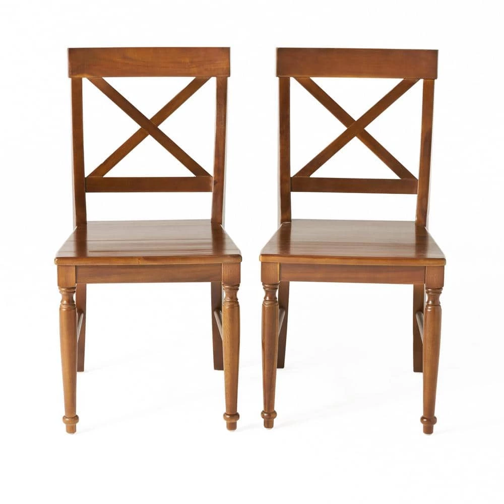 Rovie Dark Oak Wood Dining Chairs Set of 2 by Noble House