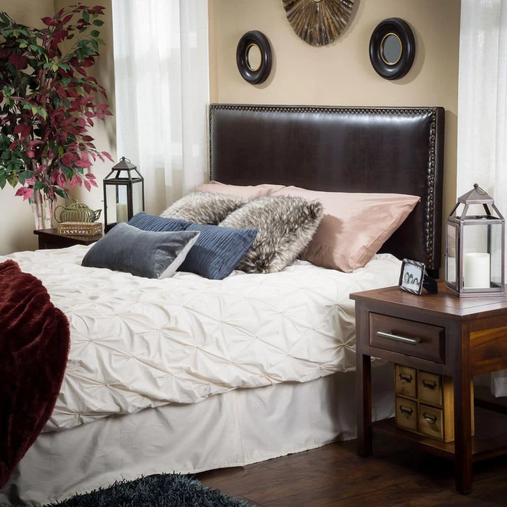 Hilton Brown Leather King/Cal King Headboard by Noble House - Image 10