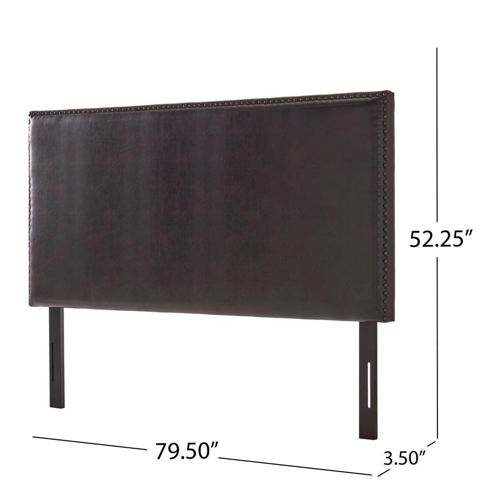 Hilton Brown Leather King/Cal King Headboard by Noble House - Image 6