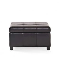 Richmond Espresso Bonded Leather Storage Ottoman by Noble House