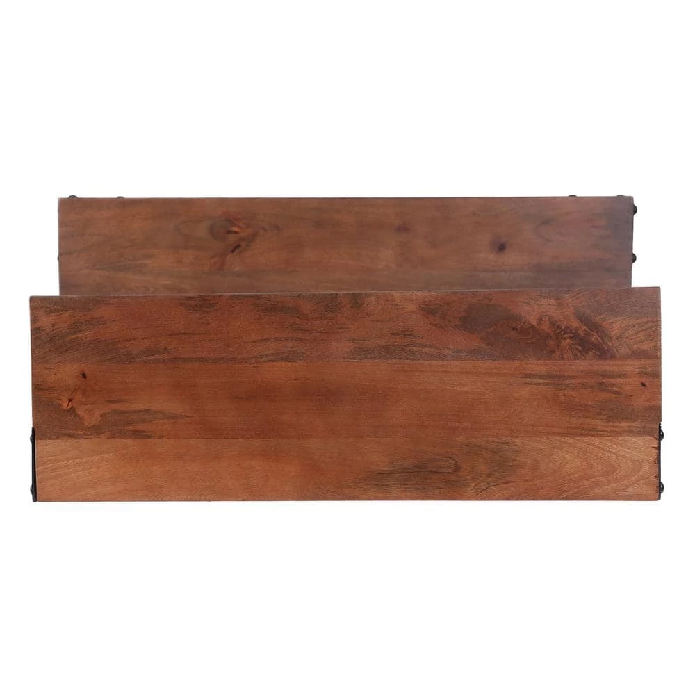 Varnell Cafe Brown and Black Wood and Metal Coat Rack with Bench by Noble House - Image 3