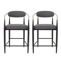 Boise 25 in. Charcoal and Black Counter Bar Stool (Set of 2) by Noble House