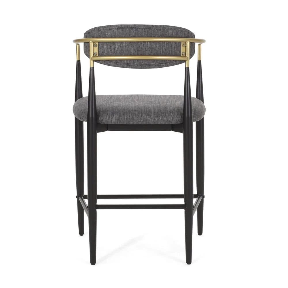 Boise 25 in. Charcoal and Black Counter Bar Stool (Set of 2) by Noble House - Image 4