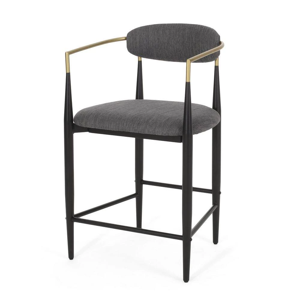 Boise 25 in. Charcoal and Black Counter Bar Stool (Set of 2) by Noble House - Image 5