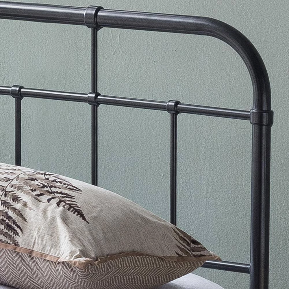 Berthoud Industrial Queen-Size Charcoal Gray Iron Bed Frame by Noble House - Image 4