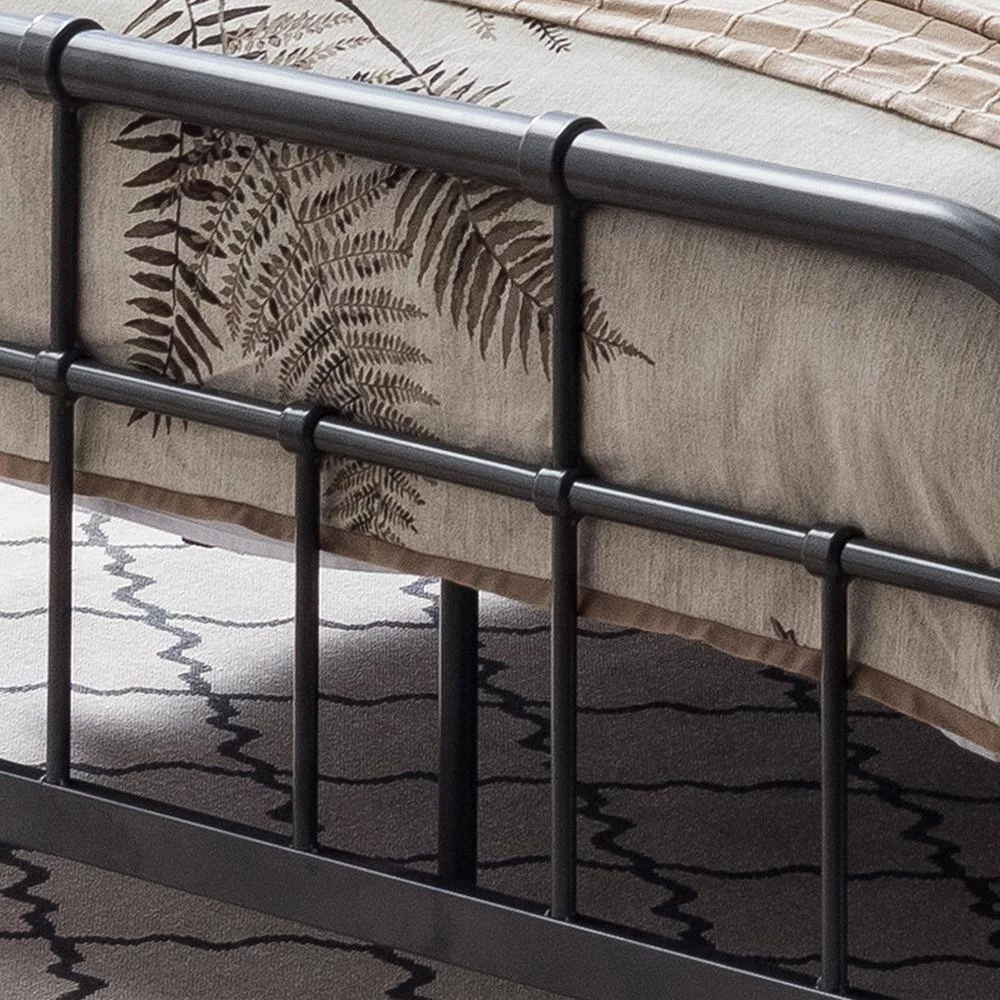 Berthoud Industrial Queen-Size Charcoal Gray Iron Bed Frame by Noble House - Image 5