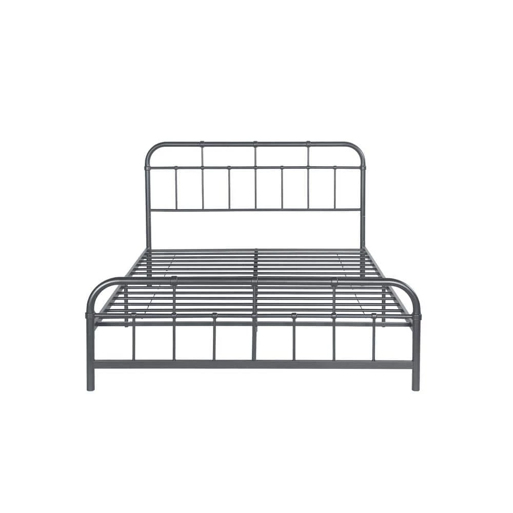 Berthoud Industrial Queen-Size Charcoal Gray Iron Bed Frame by Noble House - Image 3