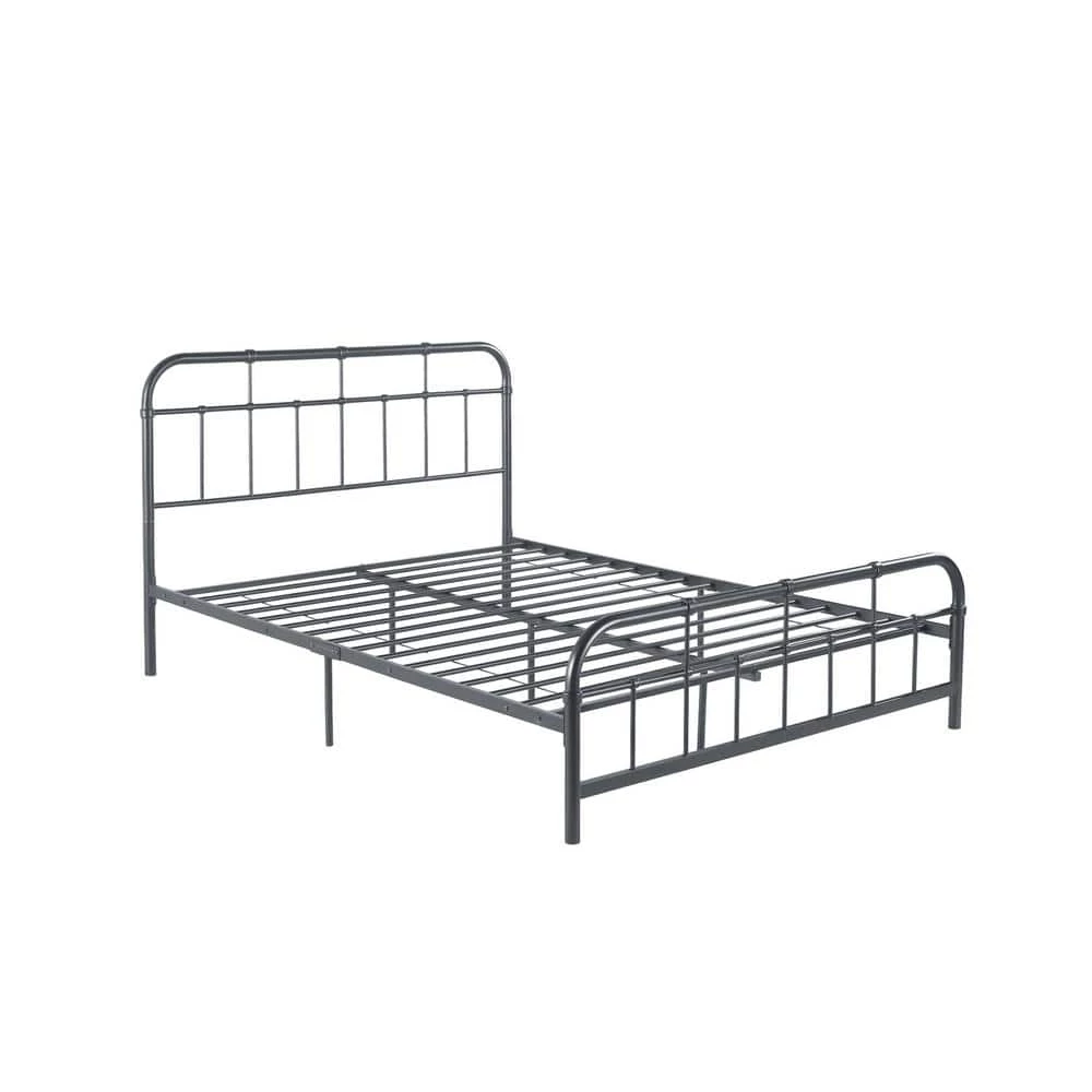 Berthoud Industrial Queen-Size Charcoal Gray Iron Bed Frame by Noble House - Image 6