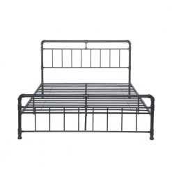 Mowry Industrial Queen-Size Charcoal Gray Iron Bed Frame by Noble House