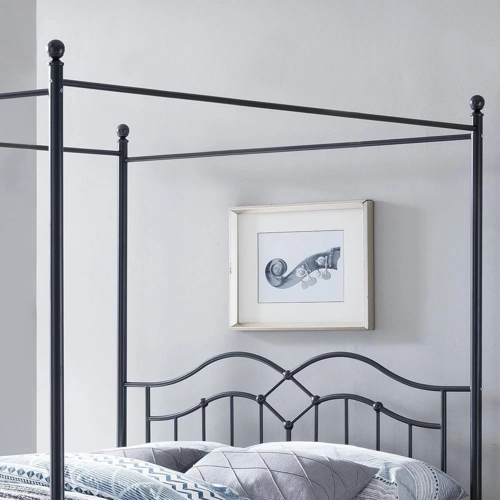 Earhart Charcoal Grey Metal Queen Bed Frame by Noble House - Image 5
