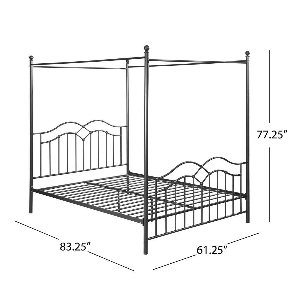 Earhart Charcoal Grey Metal Queen Bed Frame by Noble House - Image 6
