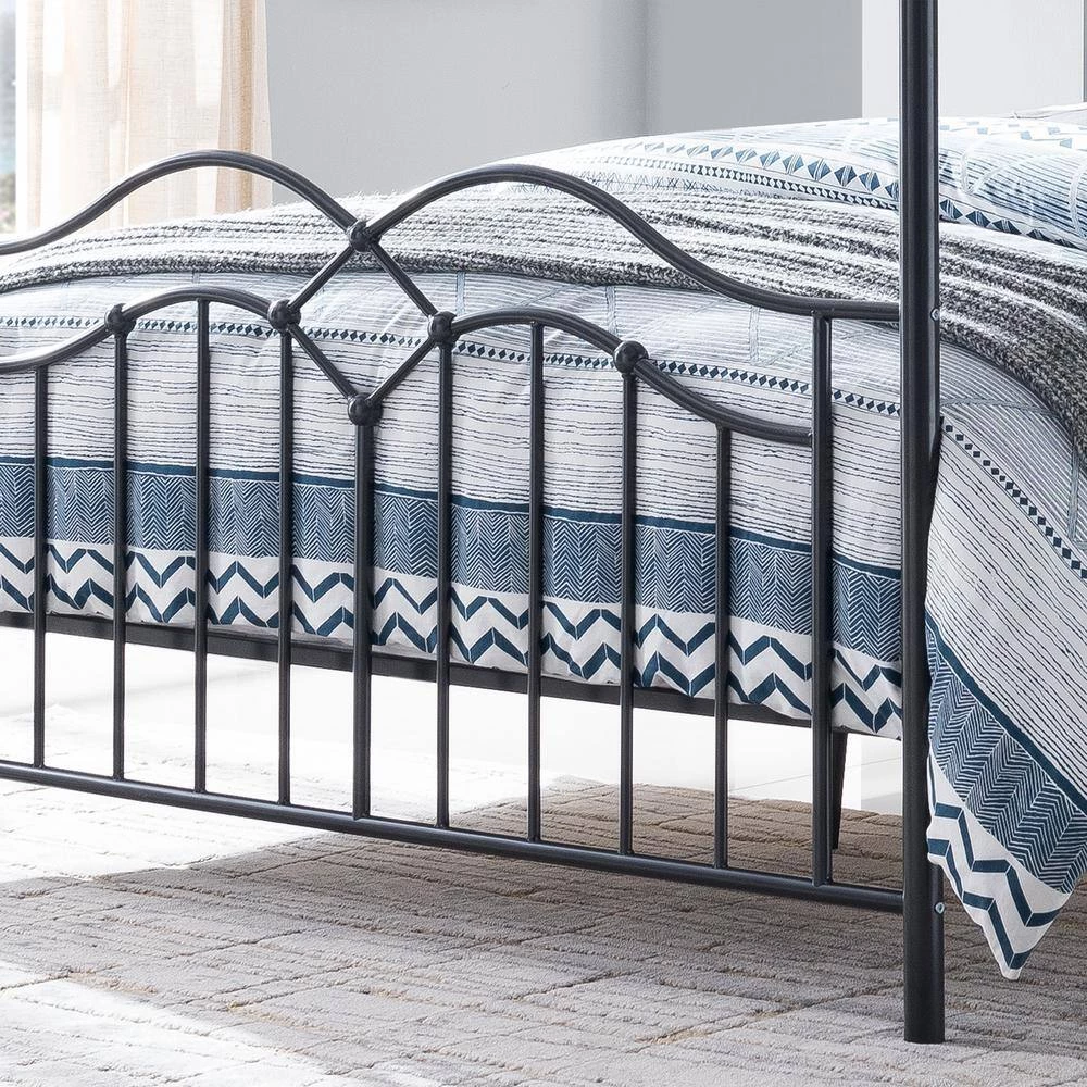 Earhart Charcoal Grey Metal Queen Bed Frame by Noble House - Image 4