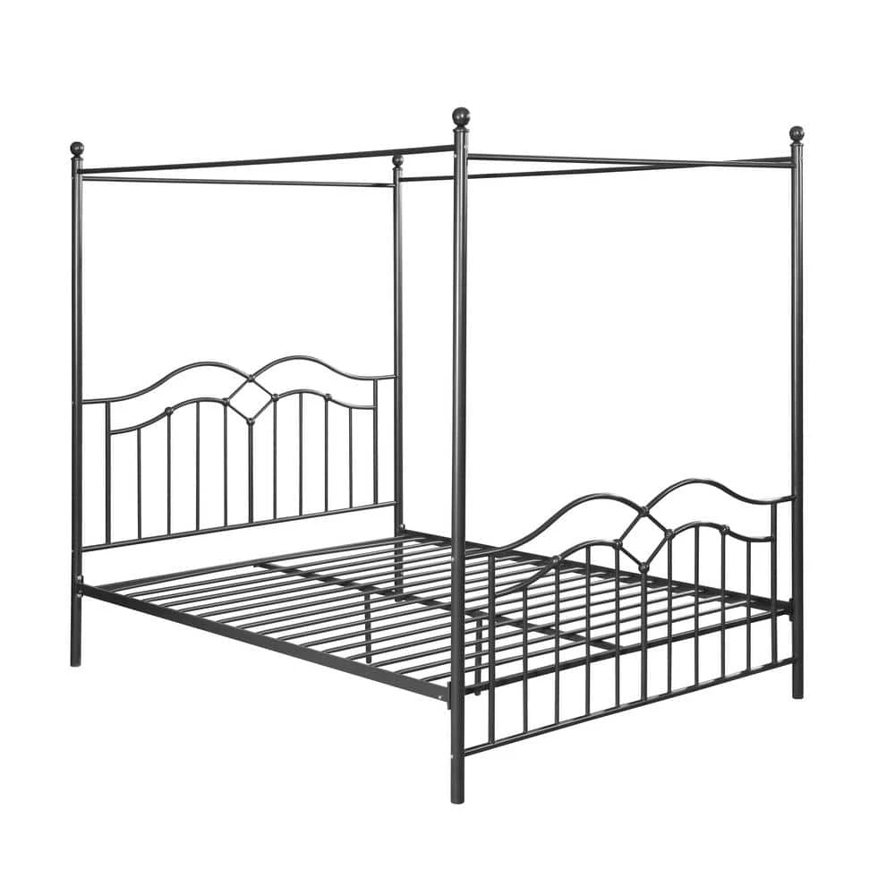 Earhart Charcoal Grey Metal Queen Bed Frame by Noble House