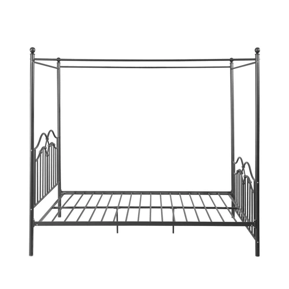 Earhart Charcoal Grey Metal Queen Bed Frame by Noble House - Image 2