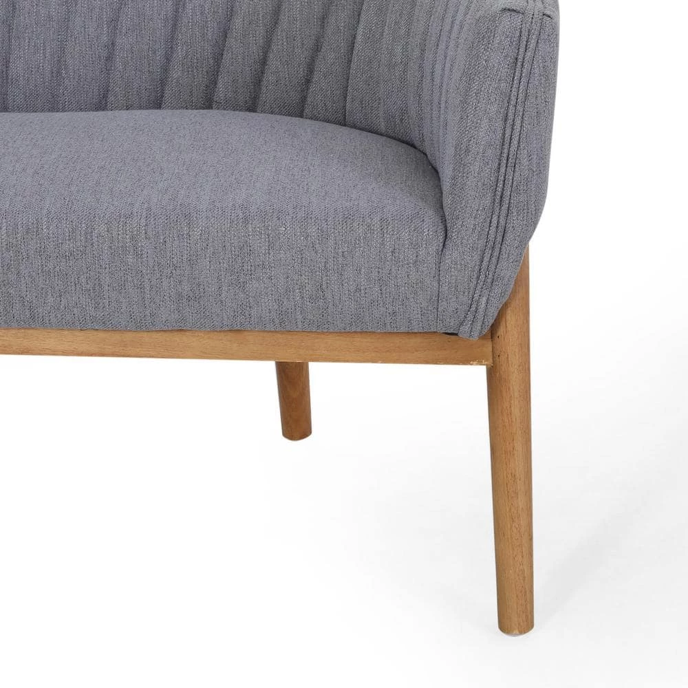 Galena 55 in. Charcoal Solid Fabric 2-Seats Loveseats with Armrests by Noble House - Image 6