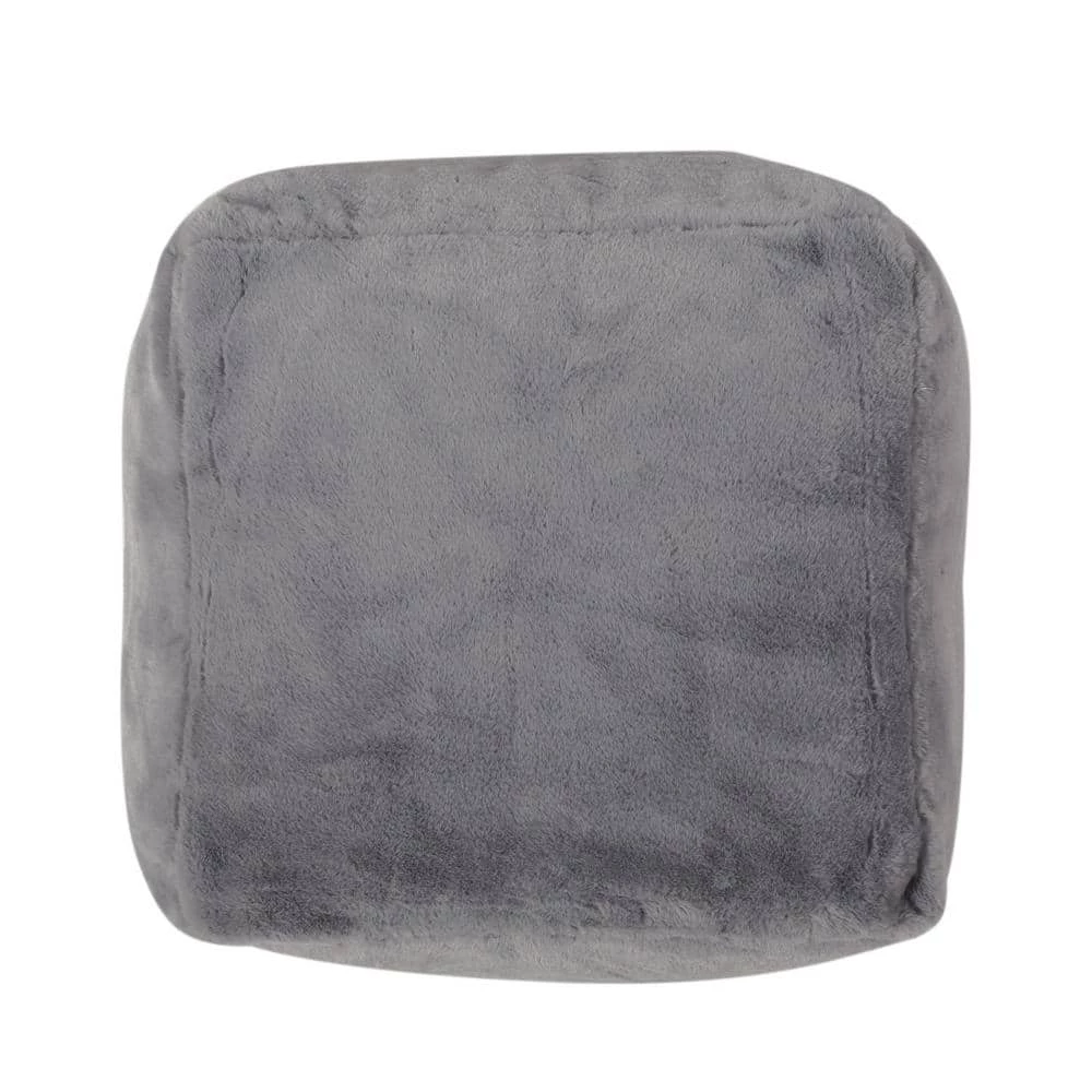 Loubar Charcoal Faux Fur Cube Pouf by Noble House - Image 3