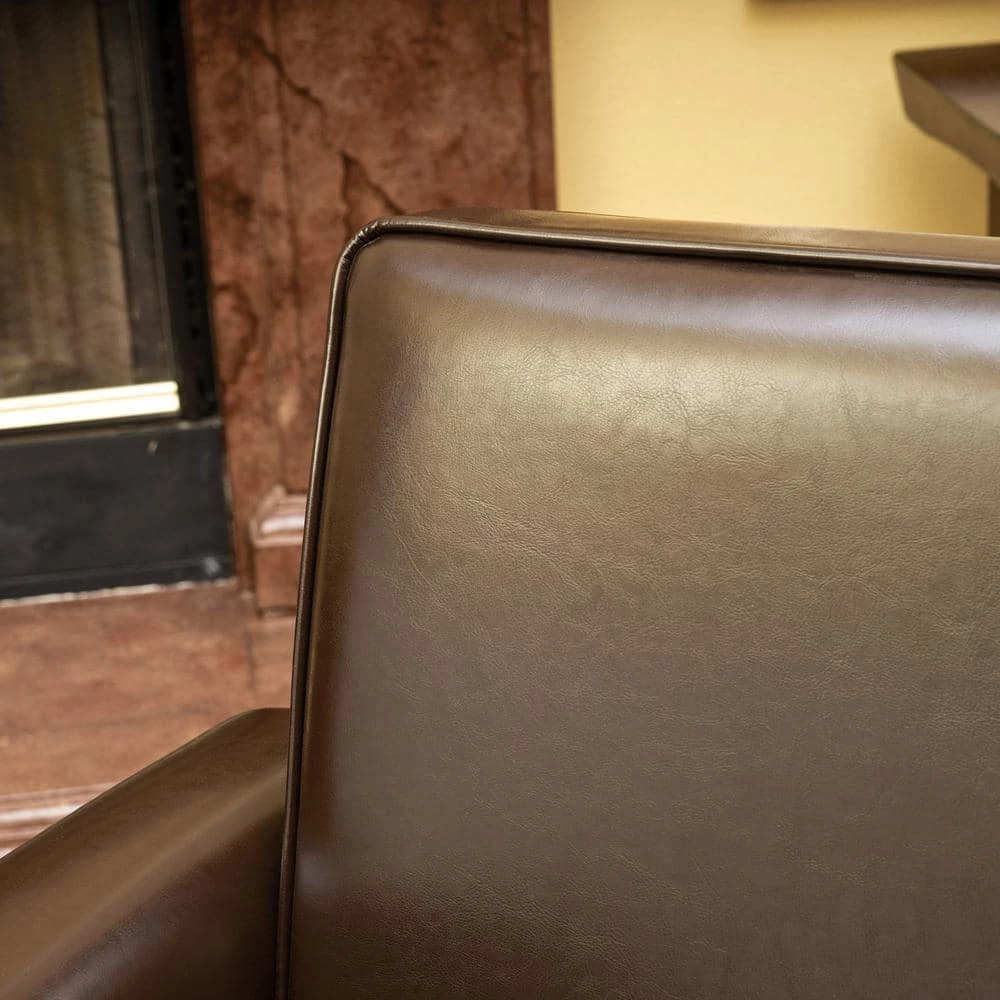 Freemont Brown Upholstered Club Chair by Noble House - Image 6