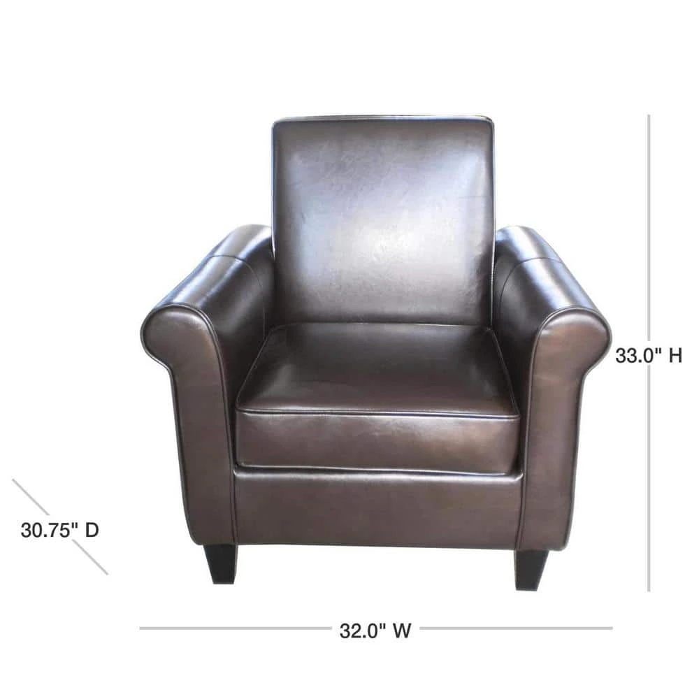 Freemont Brown Upholstered Club Chair by Noble House - Image 3