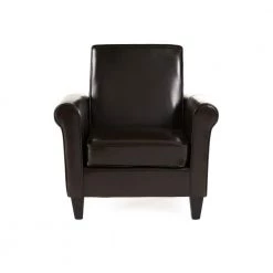 Freemont Brown Upholstered Club Chair by Noble House
