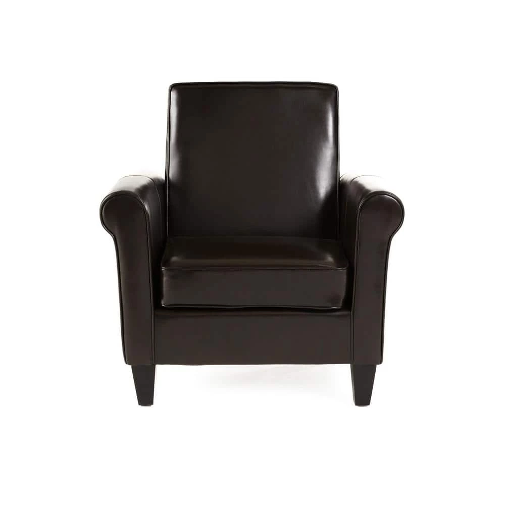 Freemont Brown Upholstered Club Chair by Noble House
