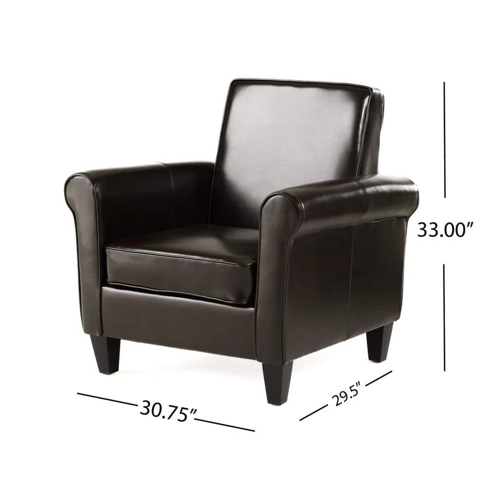 Freemont Brown Upholstered Club Chair by Noble House - Image 8