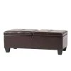 Alfred Chocolate Brown Bonded Leather Storage Bench by Noble House