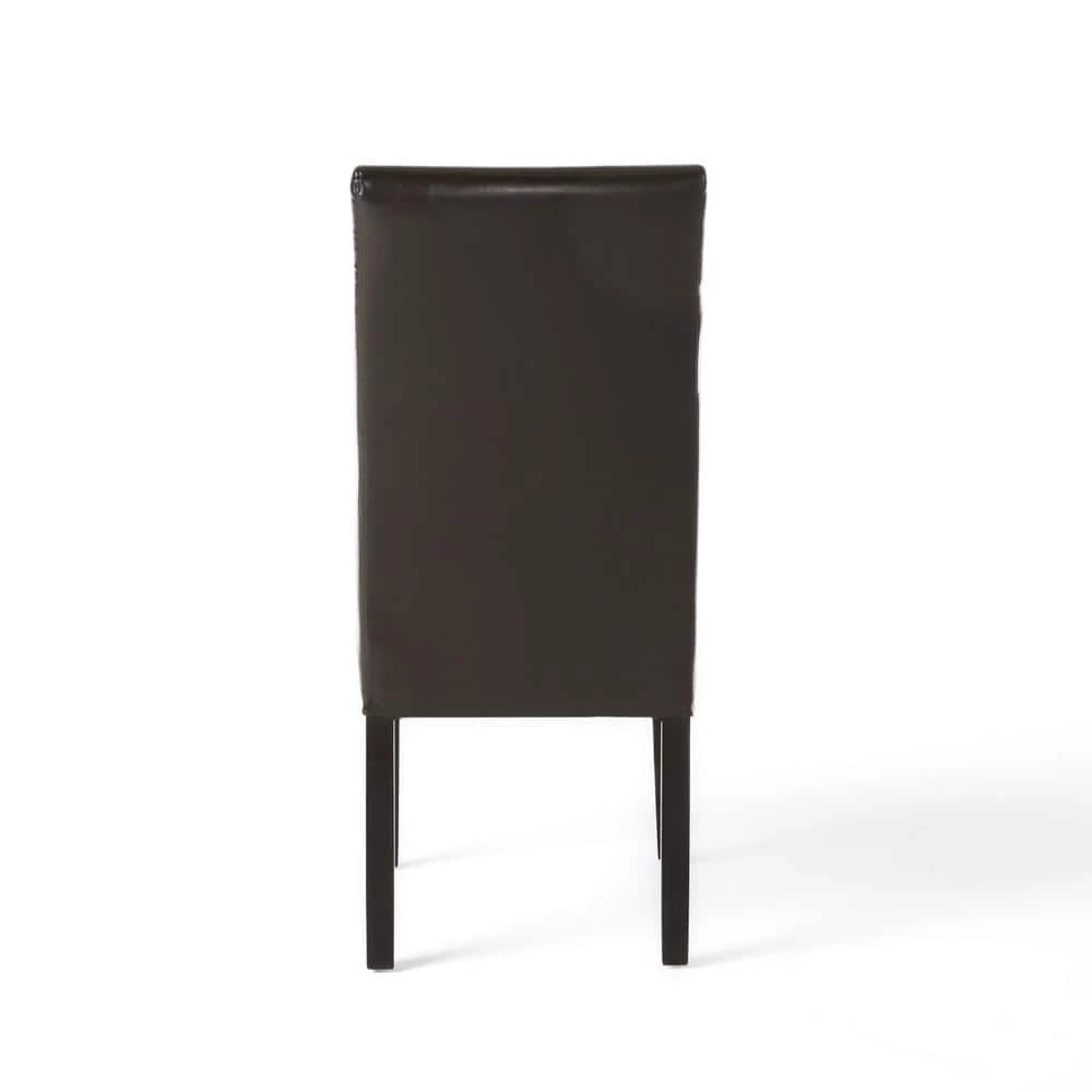 Lissa Chocolate Brown PU T-Stitch Dining Chairs (Set of 2) by Noble House - Image 6