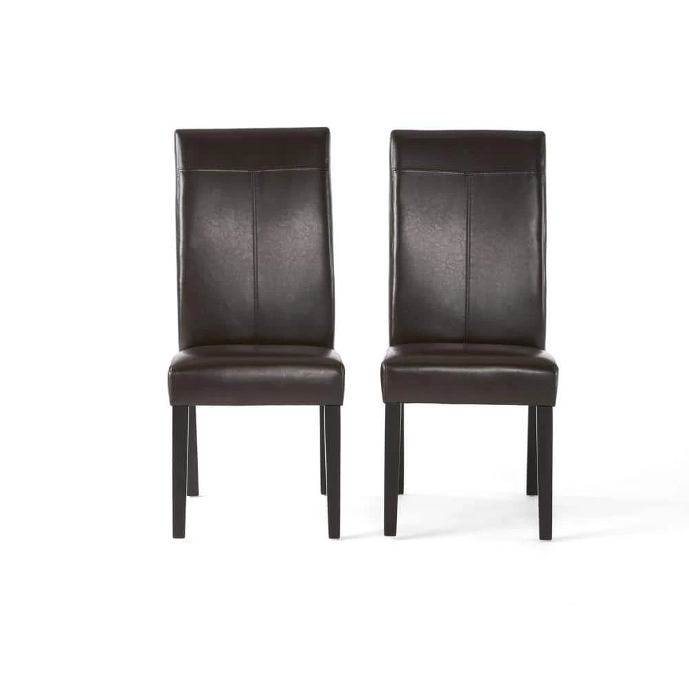 Lissa Chocolate Brown PU T-Stitch Dining Chairs (Set of 2) by Noble House