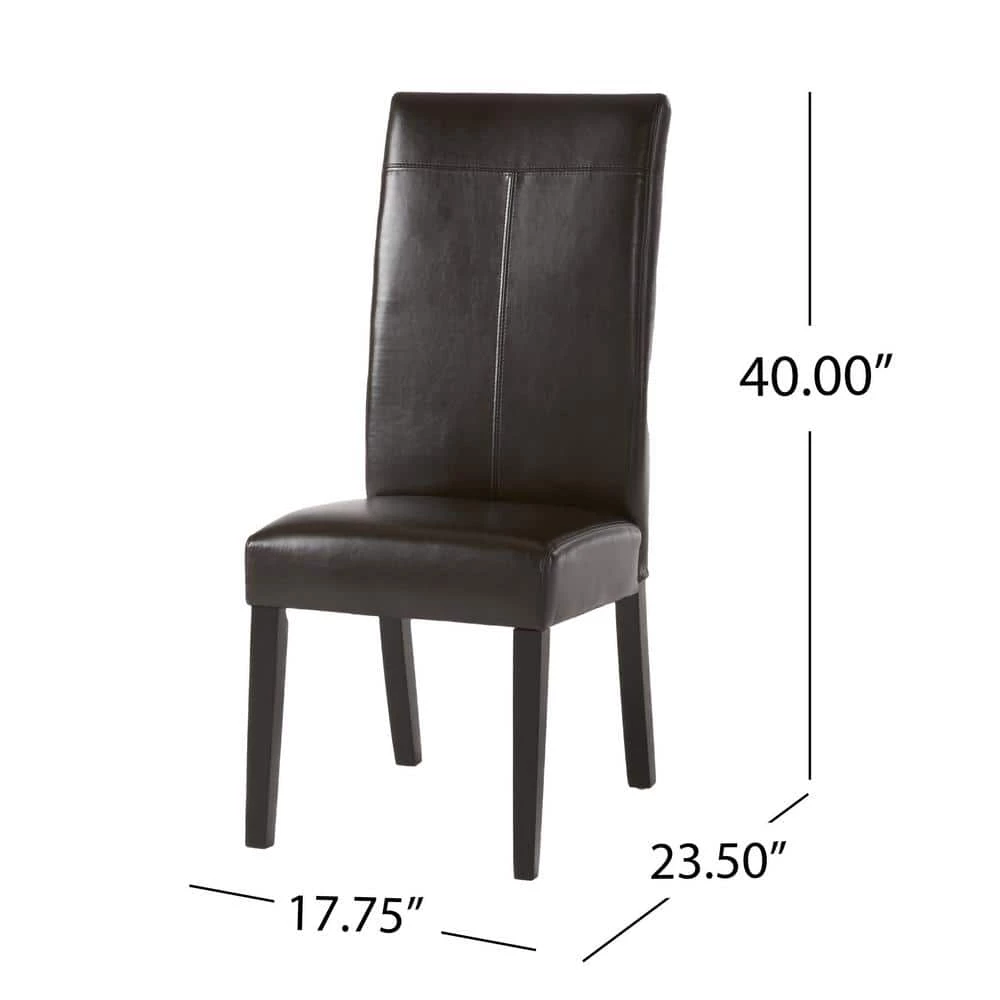 Lissa Chocolate Brown PU T-Stitch Dining Chairs (Set of 2) by Noble House - Image 3