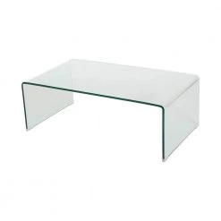 Pazel 40 in. Clear Medium Rectangle Tempered Glass Coffee Table by Noble House