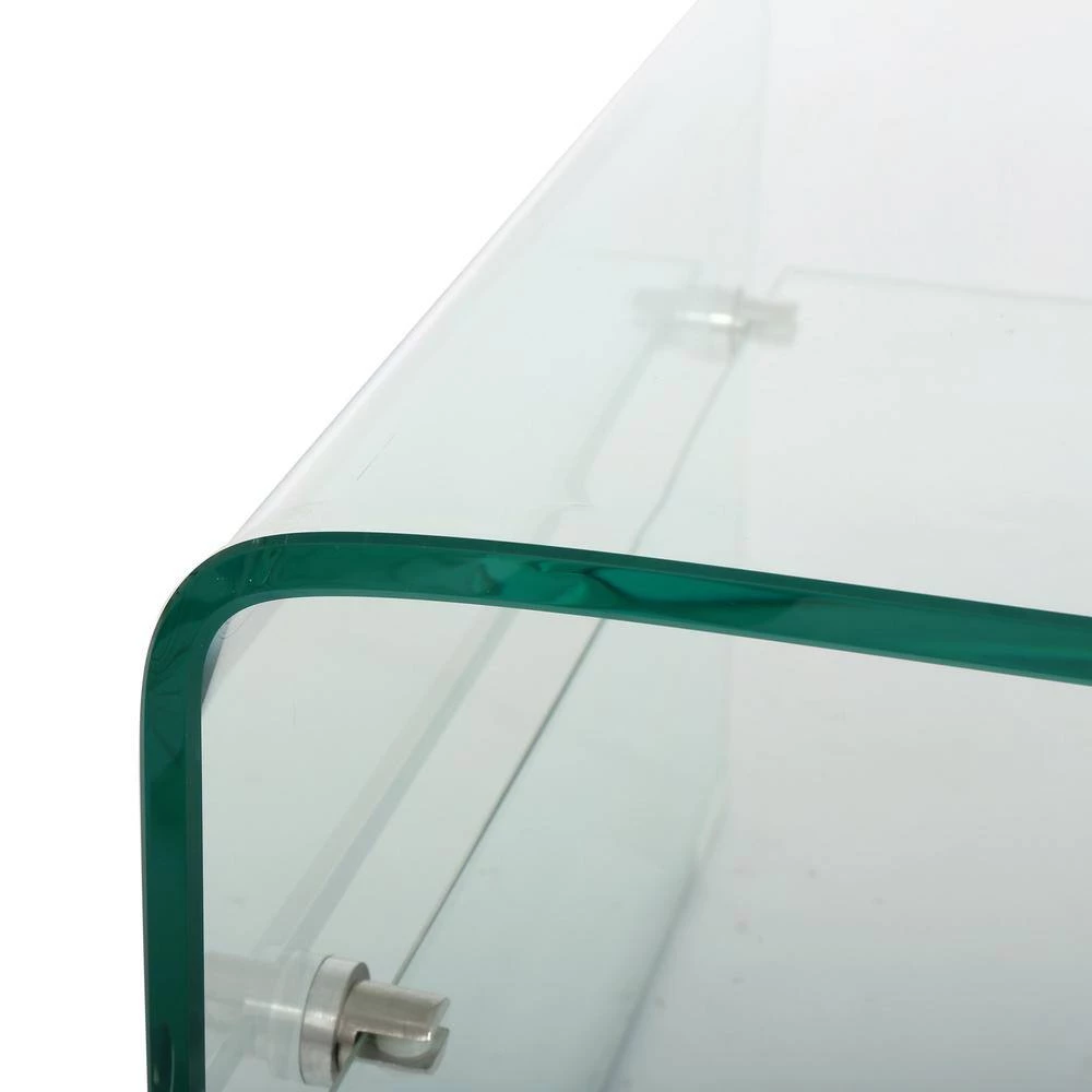 40 in. Clear Medium Rectangle Glass Coffee Table with Shelf by Noble House - Image 8