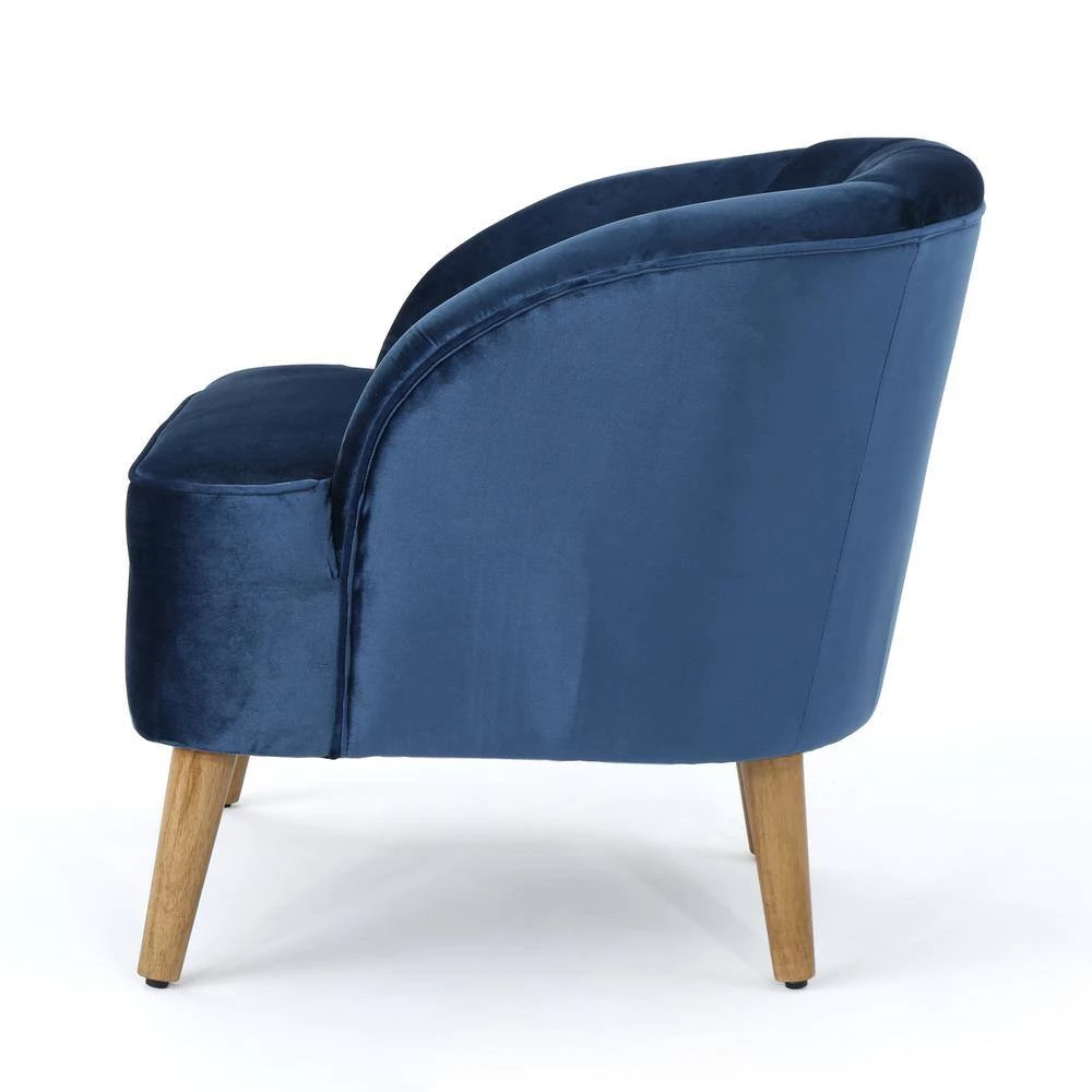 Amaia Cobalt Velvet Upholstered Club Chair (Set of 2) by Noble House - Image 2