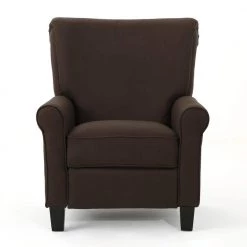 Thalia Traditional Coffee Fabric Recliner by Noble House