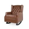 Brown Dobles Cognac Faux Leather Rocking Chair by Noble House