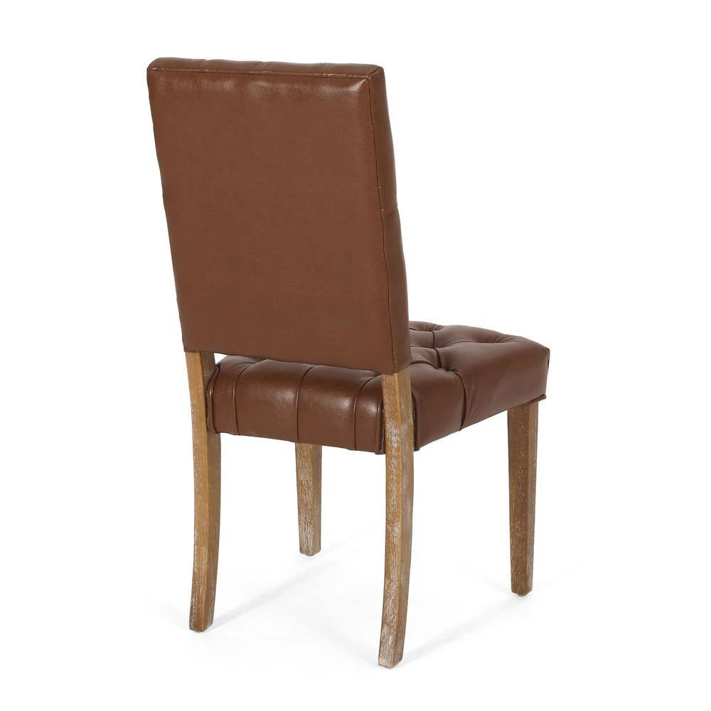 Uintah Cognac Brown and Natural Tufted Dining Chair (Set of 2) by Noble House - Image 4