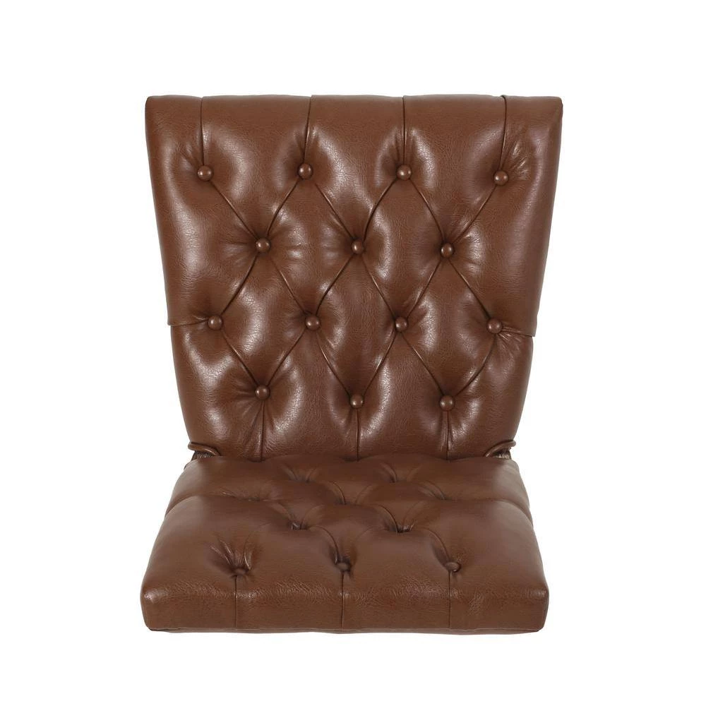 Uintah Cognac Brown and Natural Tufted Dining Chair (Set of 2) by Noble House - Image 3