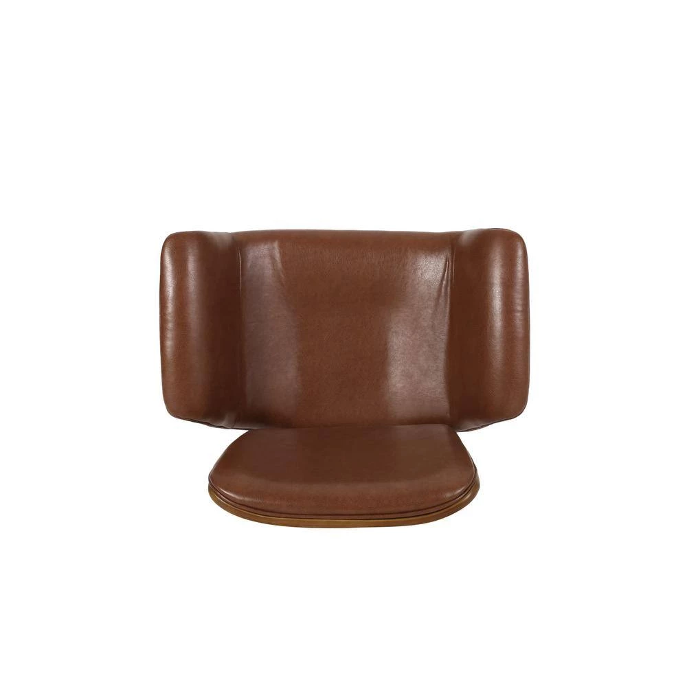 Mendon 39.75 in. Cognac Brown and Silver Bentwood Adjustable Swivel Barstools (Set of 2) by Noble House - Image 3