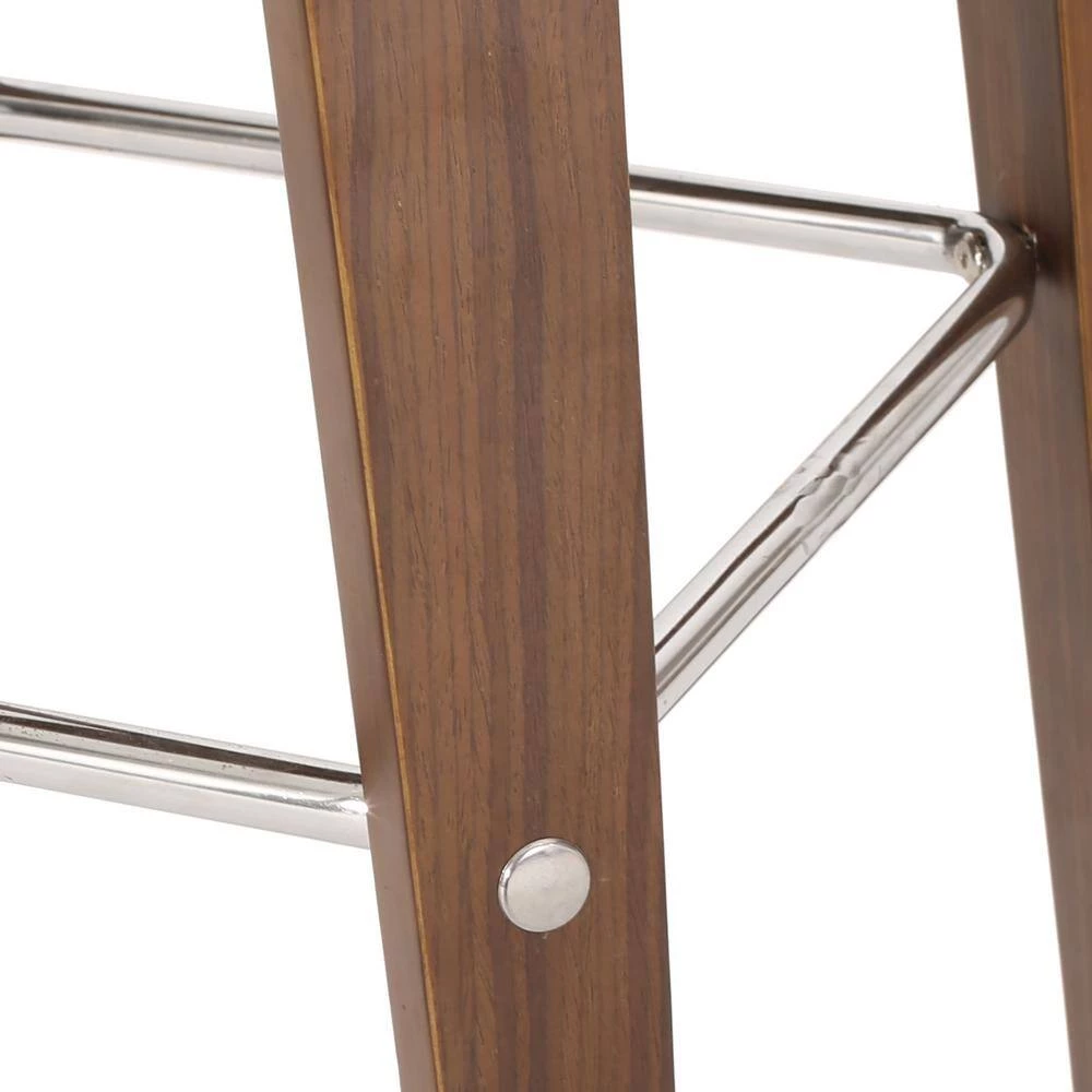 Holdaway 41.00-49.00 in. Cognac Brown and Walnut Channel Stitch Bentwood Swivel Barstools (Set of 2) by Noble House - Image 9