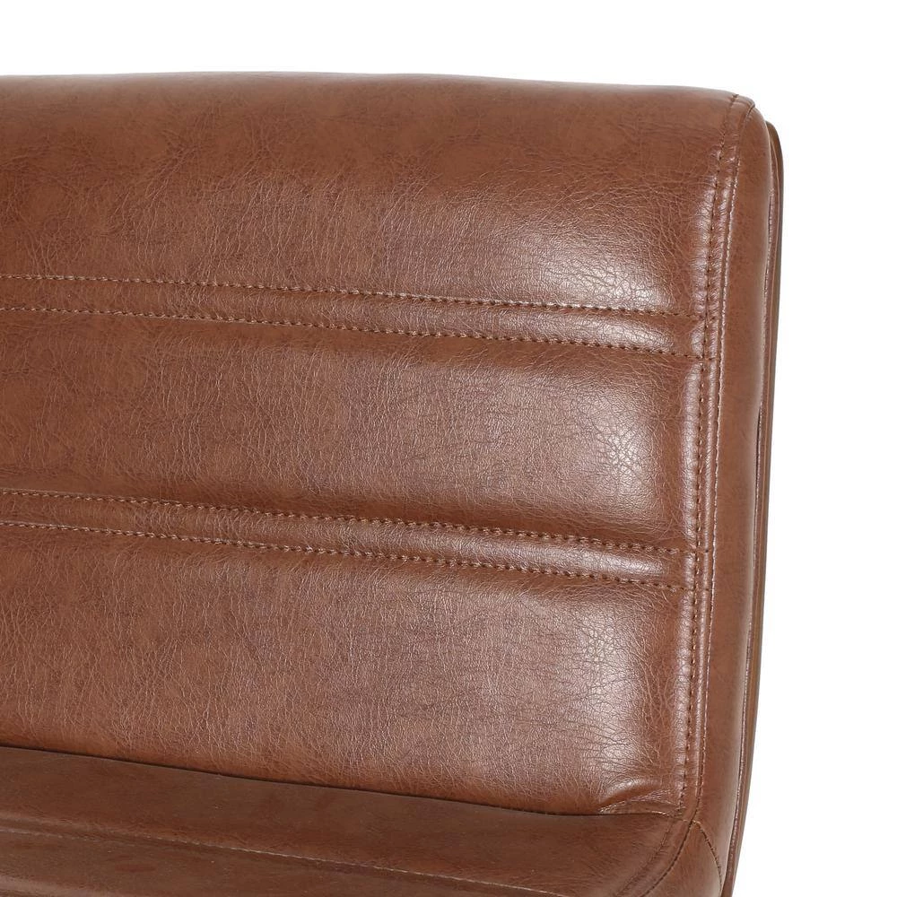 Holdaway 41.00-49.00 in. Cognac Brown and Walnut Channel Stitch Bentwood Swivel Barstools (Set of 2) by Noble House - Image 6