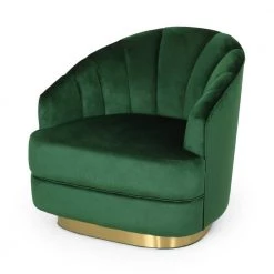Tomilson Copper and Emerald Velvet Channel Stitch Club Chair by Noble House