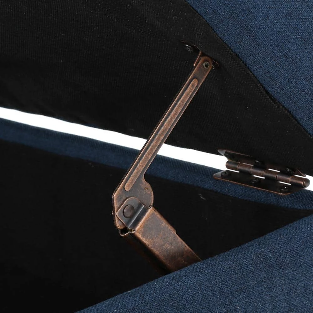 Zahra Dark Blue Fabric Storage Ottoman by Noble House - Image 7