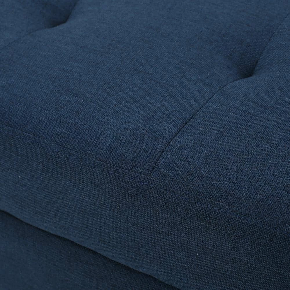 Zahra Dark Blue Fabric Storage Ottoman by Noble House - Image 6