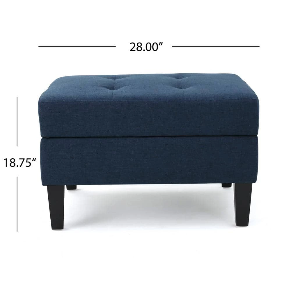 Zahra Dark Blue Fabric Storage Ottoman by Noble House - Image 10
