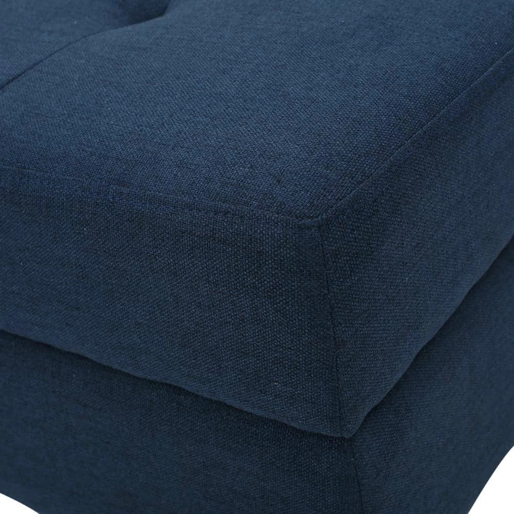 Zahra Dark Blue Fabric Storage Ottoman by Noble House - Image 5
