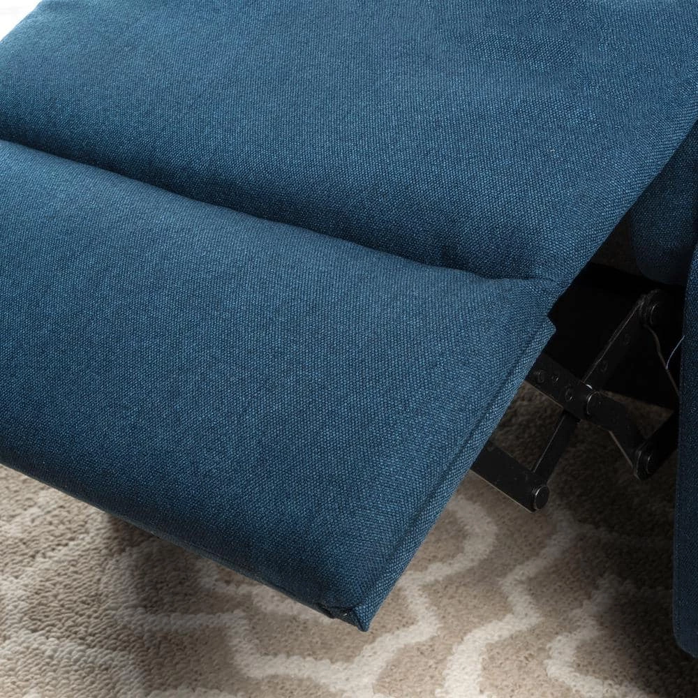 Reddington Dark Blue Fabric Recliner by Noble House - Image 6