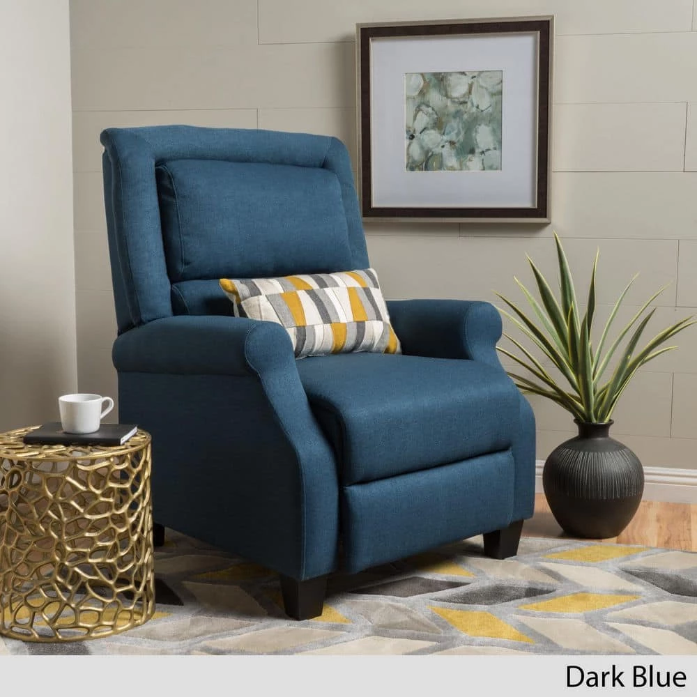Reddington Dark Blue Fabric Recliner by Noble House - Image 10