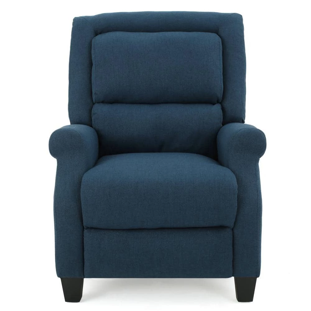 Reddington Dark Blue Fabric Recliner by Noble House