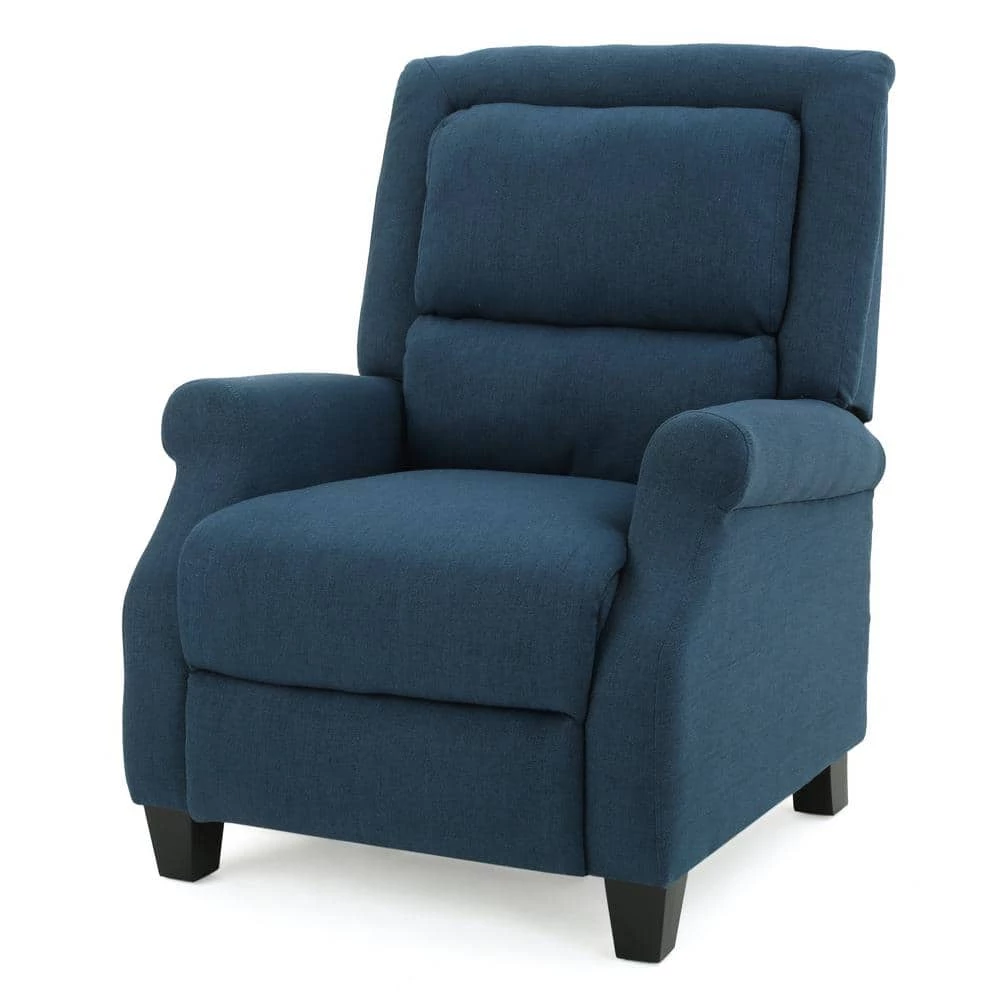 Reddington Dark Blue Fabric Recliner by Noble House - Image 9