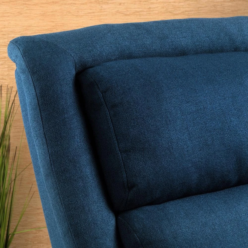 Reddington Dark Blue Fabric Recliner by Noble House - Image 4