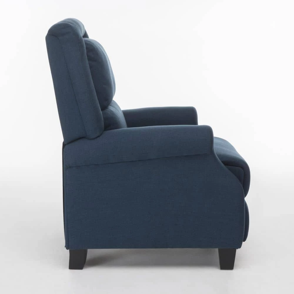 Reddington Dark Blue Fabric Recliner by Noble House - Image 2